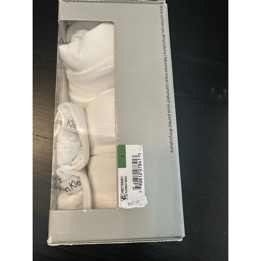 NWT Calvin Klein Cotton Classic Full Brief 3 Pack + White V-Neck Shirt Size L